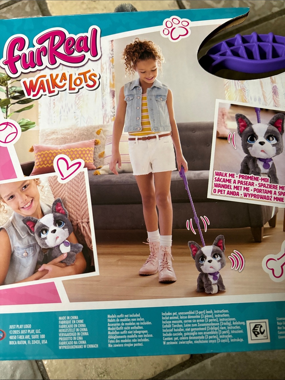 New FurReal Walkalots Plush Puppy Leash Toy French bulldog
